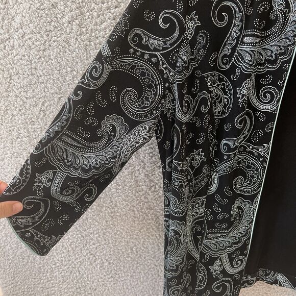 ALEX EVENINGS Women's Sparkly/Metallic Black and Light Blue Jacket USA made L - Picture 6 of 10